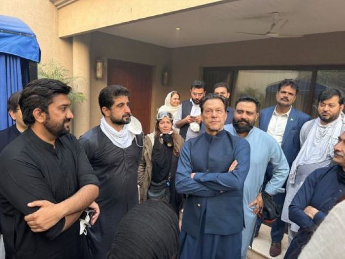 This image is about former Pakistan PM Imran Khan with his supporters on our site India Diplomacy.